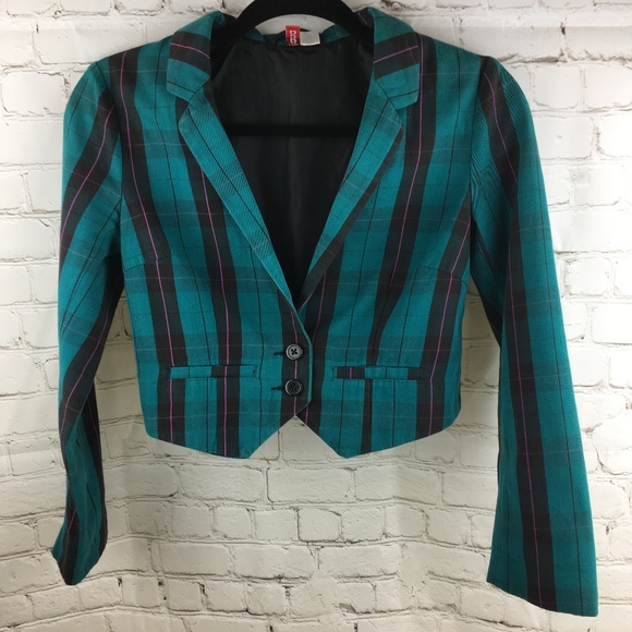 H&M Jackets & Blazers - H&M Plaid Cropped Conductor Blazer Size 4
